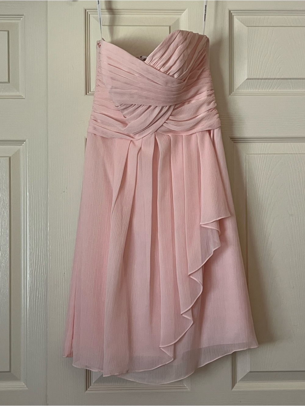 Strapless Pleated Light Pink Chiffon Dress